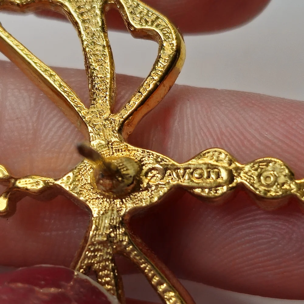 Vintage Avon AB Crystal Gold Tone Dragonfly Pin or Brooch